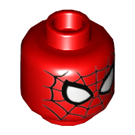 Minifig Head Spider-Man, Large White Eyes, Black Web Print