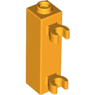 Image of part Brick Special 1 x 1 x 3 with 2 Clips Vertical [Hollow Stud, Open O Clips]