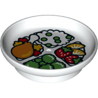 Duplo Dish with Chicken Leg, Rice, Fruit, and Broccoli Print