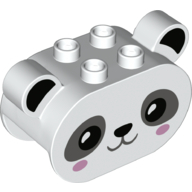 Duplo Brick 2 x 4 x 2 Rounded Ends with Ears and Panda Face Print