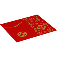 Duplo Blanket with Gold Flowers and Chinese Characters Print (Red Envelope)