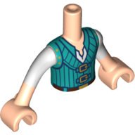 Minidoll Torso Boy with Light Nougat Arms and Hands with White Shirt and Dark Turquoise Vest Print