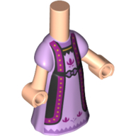 Microdoll Body Long Dress with Lavender Dress, Black/Purple Trim, Medium Lavender Underdress