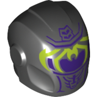 Helmet with Armor Plates and Ear Protectors with Dark Purple Visor and Lime Spider Legs Print