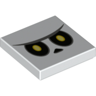 Tile 2 x 2 with Groove and Yellow and Black Eyes Print (Bone Goomba Face)