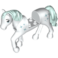 Animal, Horse with Raised Leg, Light Aqua Mane and Tail, Stars print