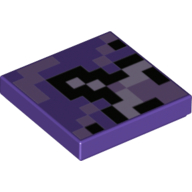 Tile 2 x 2 with Pixelated Black, Lavender, and Medium Lavender Squares Print