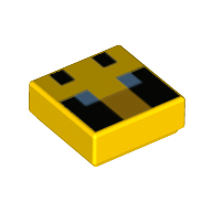 Tile 1 x 1 with Pixelated Bee Face, Blue Eyes print