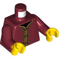 Image of part Torso Robes with Gold Clasps Print, Dark Red Arms, Yellow Hands