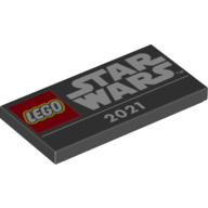LEGO part 87079pr0239 Tile 2 x 4 with 'LEGO STAR WARS 2021' print in Black