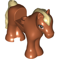 Animal, Horse with 1 x 1 Cut Out with Stud and Brown Eyes, Tan Mane and Tail and  print