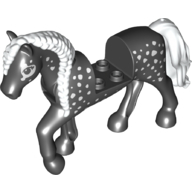 Animal, Horse with Raised Leg, White Braided Mane and Tail, White Spots print