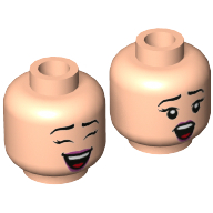 Minifig Head Janice, Magenta Lips, Open Mouth, Closed Eyes / Open Eyes Print