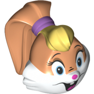 Minifig Head Special, White Face, Open Mouth, Blue Eyes print (Lola Bunny)