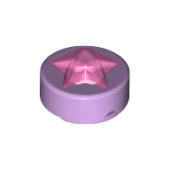 Image of part Tile Round 1 x 1 with Molded Trans-Bright Pink Star