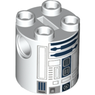 Brick Round 2 x 2 x 2 Robot Body with Gray and Dark Blue R2-D2 with Printed Backside Print