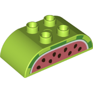 Duplo Brick 2 x 4 Curved Top with Watermelon Print