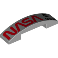 LEGO part 93273pr9993 Slope Curved 4 x 1 Double with No Studs and Red 'NASA', Black ESA symbol print in Medium Stone Grey/ Light Bluish Gray
