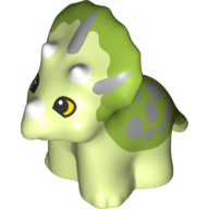 Duplo Dinosaur Triceratops Baby with Lime Back and Light Bluish Gray Spots Print