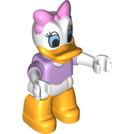 Duplo Figure with Short Sleeve Lavender Top and White Arms, Bright Pink Bow - Bright Light Orange Legs (Daisy Duck)