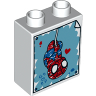 Duplo Brick 1 x 2 x 2 with Bottom Tube and Spider-Man Sketch Print
