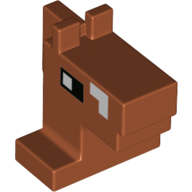 Animal Body Part, Horse Head 1 x 2 with Pixelated White Squares and Brown Nose Print