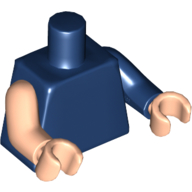 Image of part Torso, Odd Arms, Left Dark Blue Arm, Right Light Nougat Arm, Light Nougat Hands [Plain]