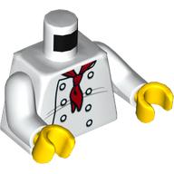 Torso Chef with 8 Buttons, Long Red Neckerchief / 'LEGO House Home of the Brick' Print, White Arms, Yellow Hands