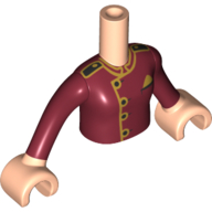 Minidoll Torso Girl with Dark Red Uniform, Gold Trim print, Light Nougat Arms and Hands