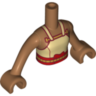 Minidoll Torso with Tan Top, Red Trim, Medium Nougat Arms and Hands