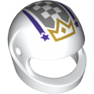 Helmet, Standard with Dark Purple Shooting Stars, Gray Checks, and Gold Crown Print