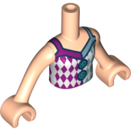 Minidoll Torso Girl with White/Magenta/Sand Blue Top print, Light Nougat Arms and Hands