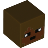 Minifig Head Special, Cube with Pixelated Reddish Brown Face, Black Eyes Print