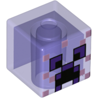 Minifig Head Special, Cube with Pixelated Dark Purple Eyes, lavender Pixels Print