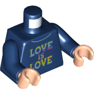 Torso Sweater with Rainbow 'LOVE IS LOVE' Print, Dark Blue Arms, Light Nougat Hands