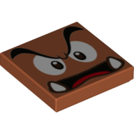 Tile 2 x 2 with Groove with Goomba Face with Low Furrowed Brow, Open Mouth  Print
