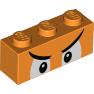 Brick 1 x 3 with White Eyes, Angry Eyebrows print