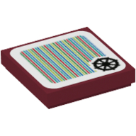 Tile 2 x 2 with Groove with Ship Wheel and Barcode Print (Sticker)