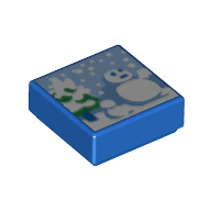 Tile 1 x 1 with Snowman, Trees print (Super Mario Cool, Cool Mountain)