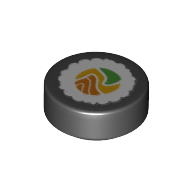 Tile Round 1 x 1 with Sushi print