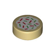 Image of part Tile Round 1 x 1 with Christmas Cookie print