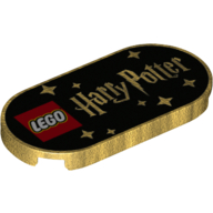 Tile Round 2 x 4 with Black Background, LEGO Logo, 'Harry Potter', Stars print