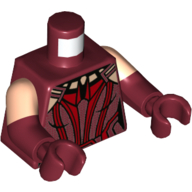 Image of part Torso Dual Molded Arms, Bodysuit, Red Trim, Light Nougat Neck print, Light Nougat Sleeves Pattern, Dark Red Arms and Hands