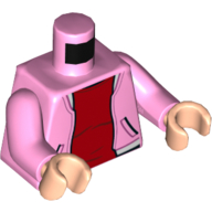 Torso Jacket with Pockets, Open over Red Undershirt Print, Bright Pink Arms, Light Nougat Hands