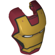 Headwear Accessory Visor Top Hinge, Rounded, with Gold Armor with Rivets Print (Iron Man)