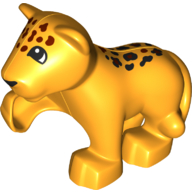 Duplo Animal Leopard Cub with Raised Paw and Spots on Head and Back Print