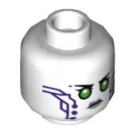 Image of part Minifig Head P.I.X.A.L, Green Eyes, Dark Purple Circuitry print