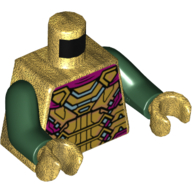 Torso Armor Plates with Magenta Trim Print, Dark Green Arms, Pearl Gold Hands
