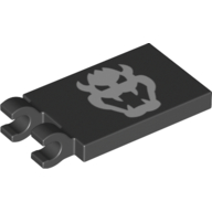 Image of part Tile Special 2 x 3 with 2 Clips without Tab between Clips with Bowser Head Print