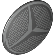 Minifig Shield Round Bowed with Light Bluish grey Mercedes Logo print